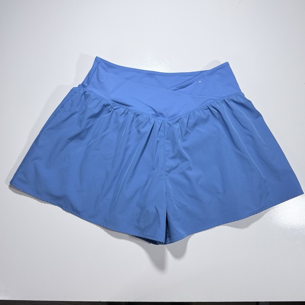 Activewear High Rise 3" Crossover Flowy Shorts Built-In Athletic Short w Pockets